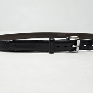 JAMES CULVER HANDMADE BLACK LEATHER SILVER BUCKLE MENS BELT SIZE 46 1.25" WIDE